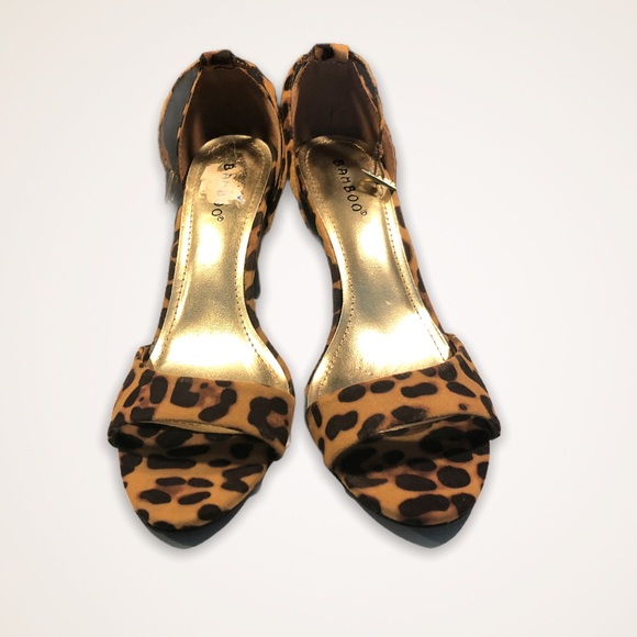 BAMBOO Leopard Print strappy heels - Picture 2 of 3